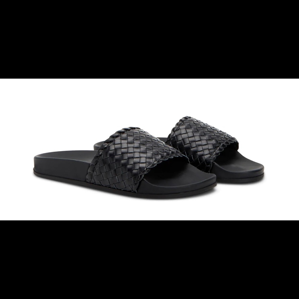 NWT New in box Aquatalia Black Samuele Woven Leather Slides